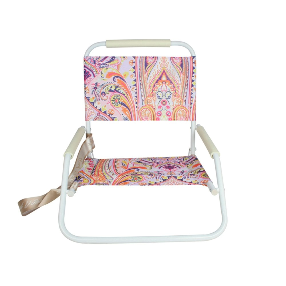 Good Vibes Foldable 60cm Beach Chair Outdoor Seat w/ White Frame Nomad Paisley