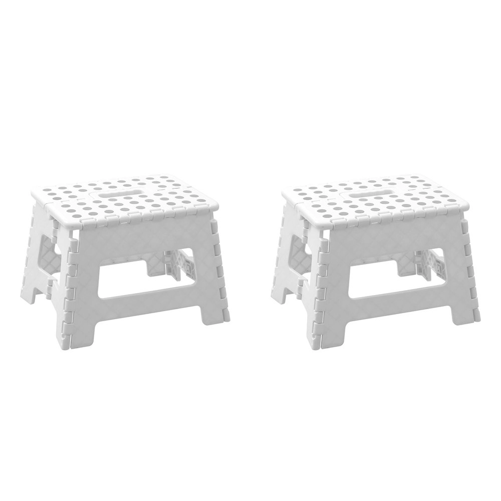 2x Boxsweden Foldaway 29x22cm Step Stool Chair Indoor/Outdoor Seat Small White