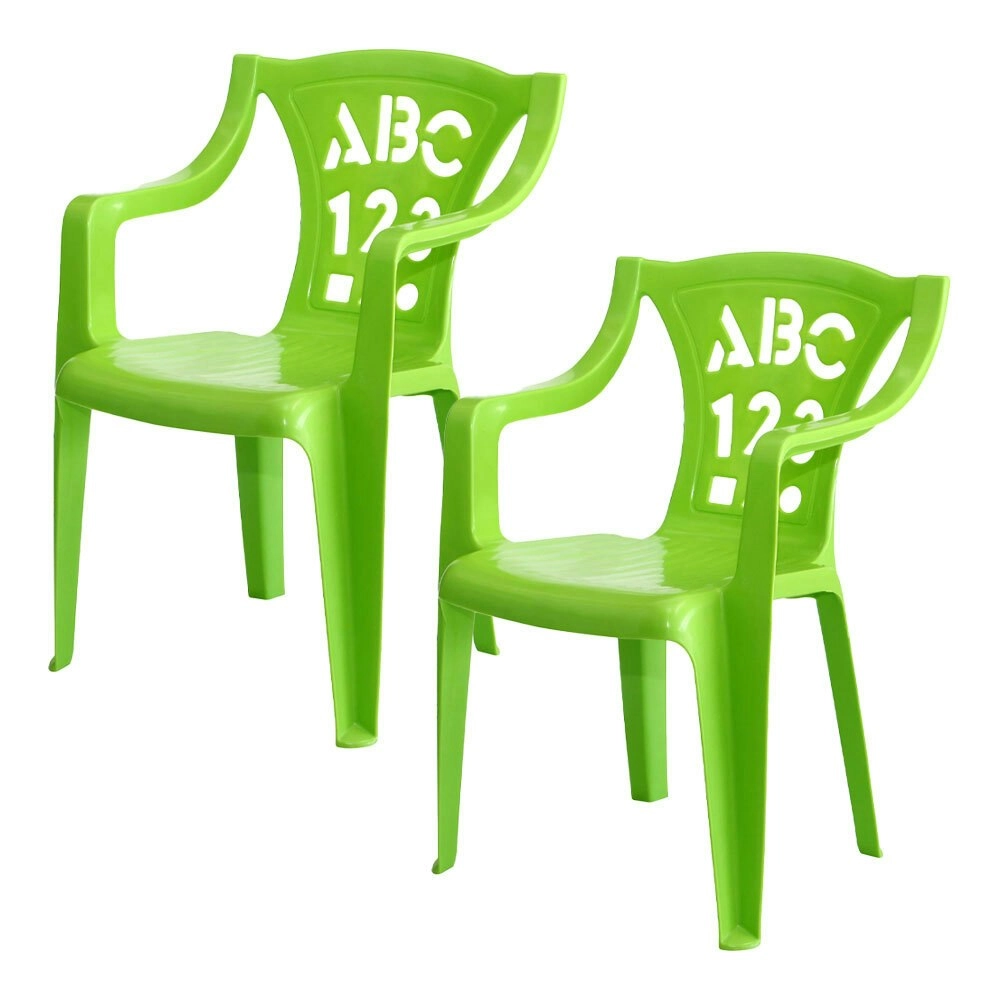 2PK Tuff Play Children's Alphabet Stackable Plastic Chair - Pastel Green 2-6Y