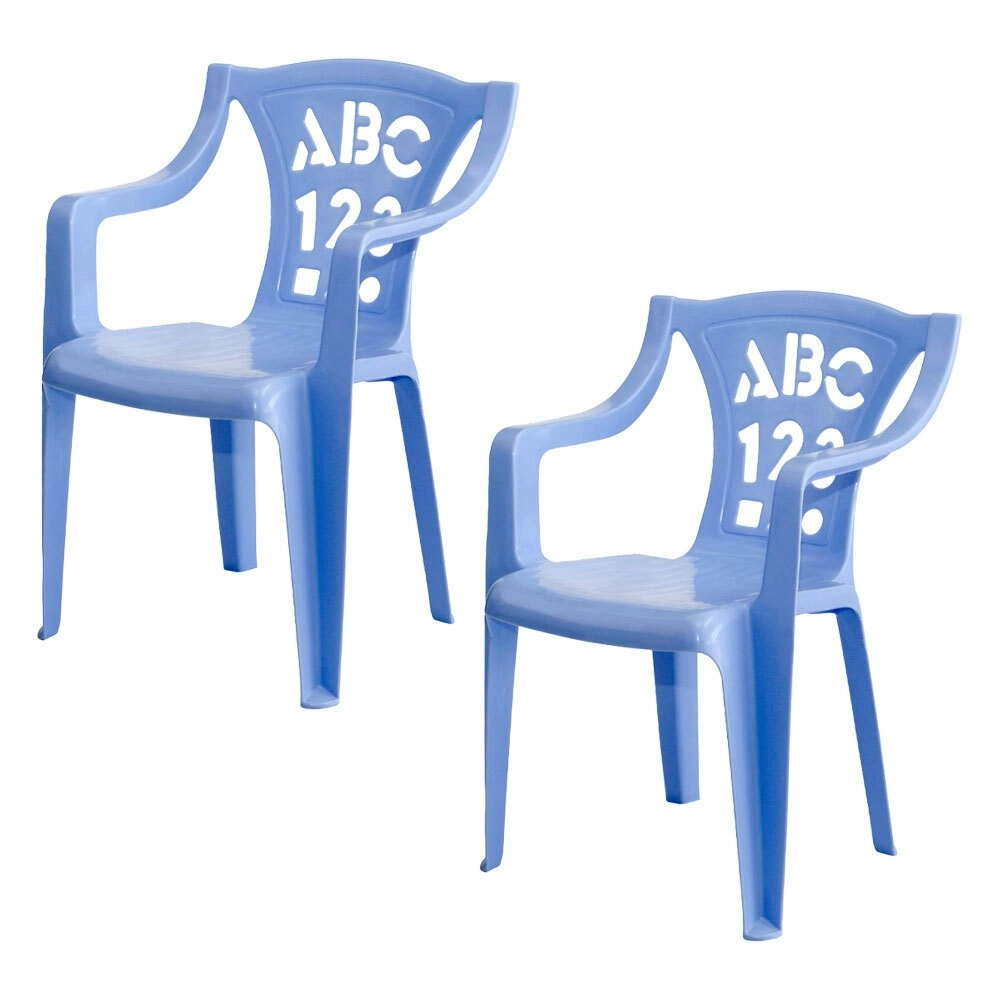 2PK Tuff Play Children's Alphabet Stackable Plastic Chair - Pastel Purple 2-6Y