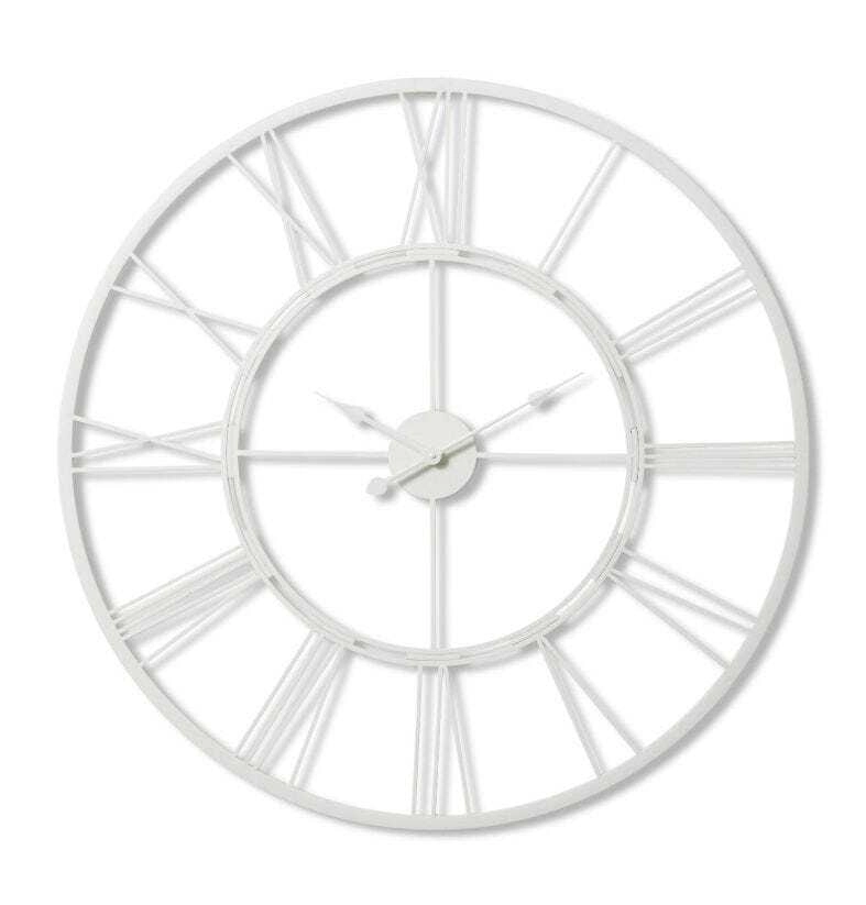 E Style Kingston Metal 101cm Wall Clock Hanging Round Analogue Decor White