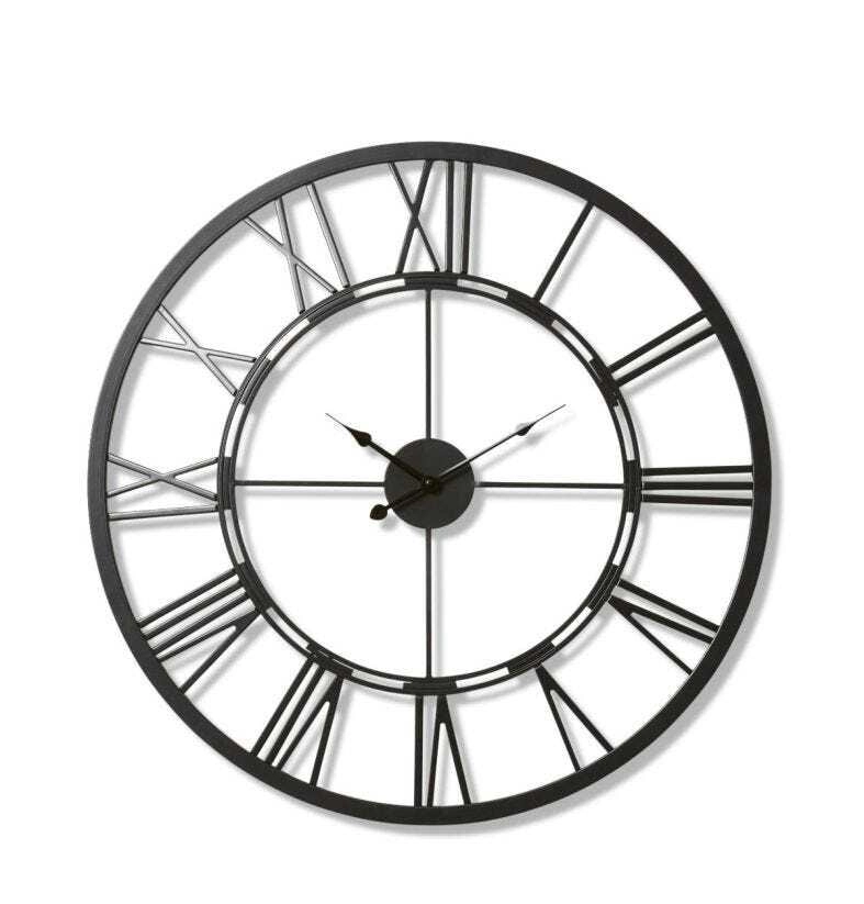 E Style Kingston Metal 70cm Wall Clock Hanging Round Analogue Decor Black