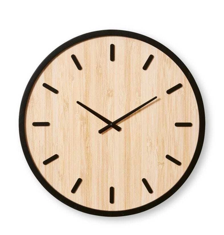 E Style Tyson MDF/Metal 60cm Wall Clock Hanging Round Analogue Black/Natural