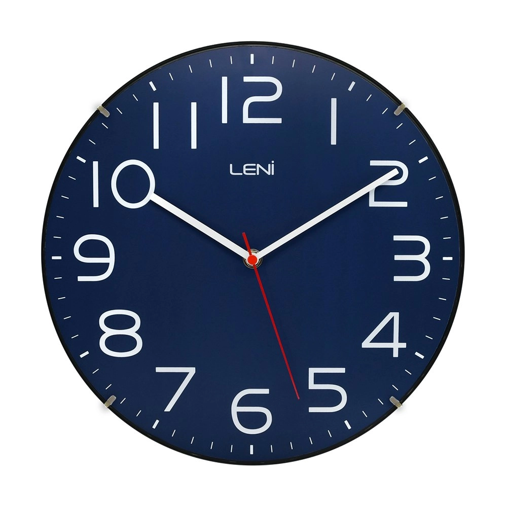 Leni Classic Analogue Round Home/Office Hanging Silent Wall Clock Navy 30cm