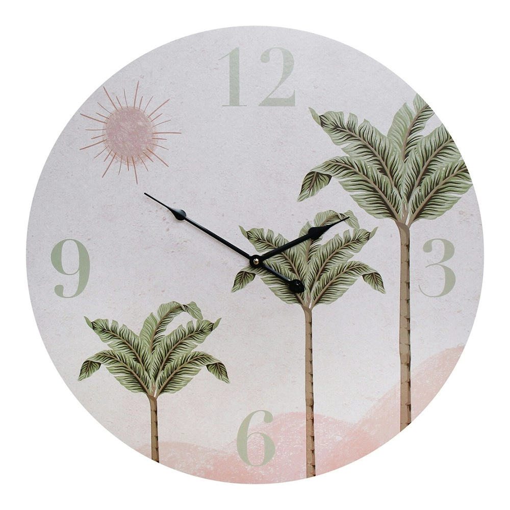 Desert Palm MDF 58cm Wall Clock Round Analogue Hanging Home/Office Room Decor