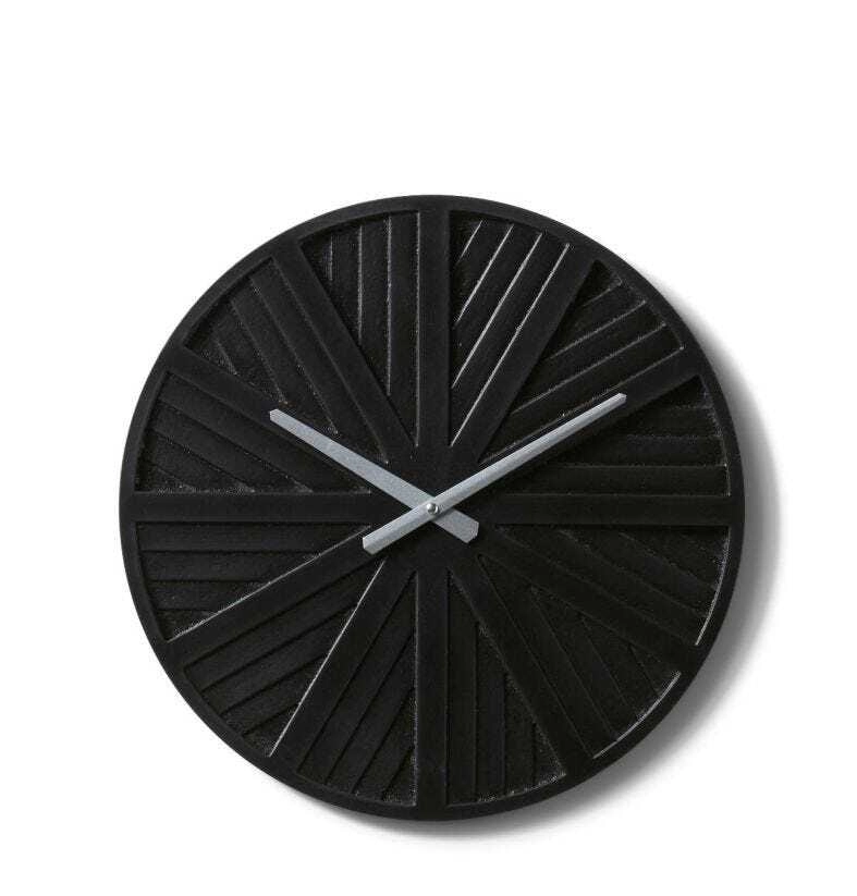 E Style Jayanta MDF/Metal 40cm Wall Clock Hanging Round Analogue Decor Black