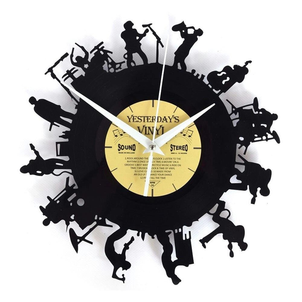 Yesterday’s Recycled Vinyl Rock Lover Memorabilia Battery Clock Music Band