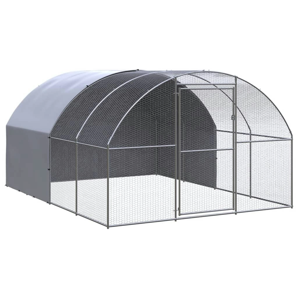 Outdoor Chicken Coop 3x4x2 m Galvanised Steel 3095473