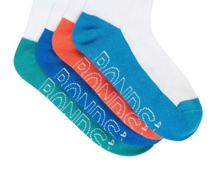 12 Pairs Bonds Kids Socks Boys Lightweight Low Cut White Blue Teal Orange 05K