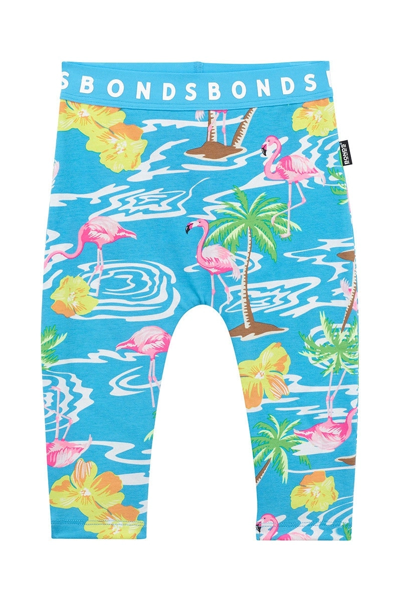 3 x Bonds Kids Boys Girls Leggings Bottoms Blue Flamingo