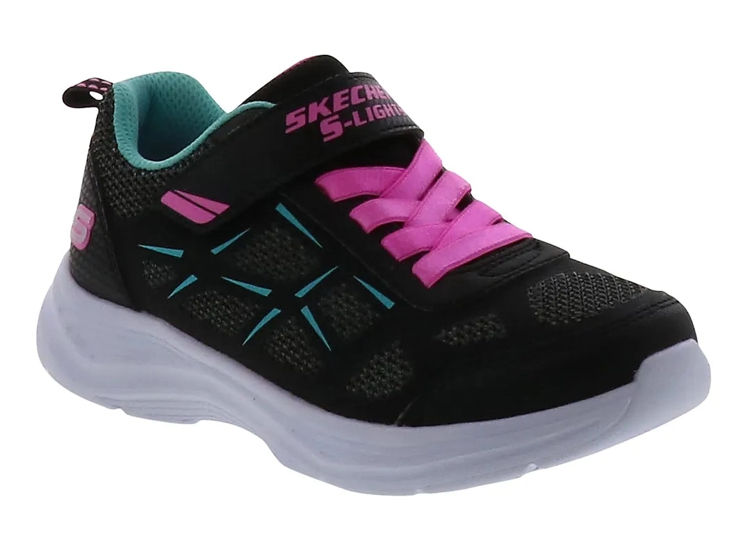 Kids Skechers Glimmer Kicks - Fresh Glow Black Comfy Running Shoes