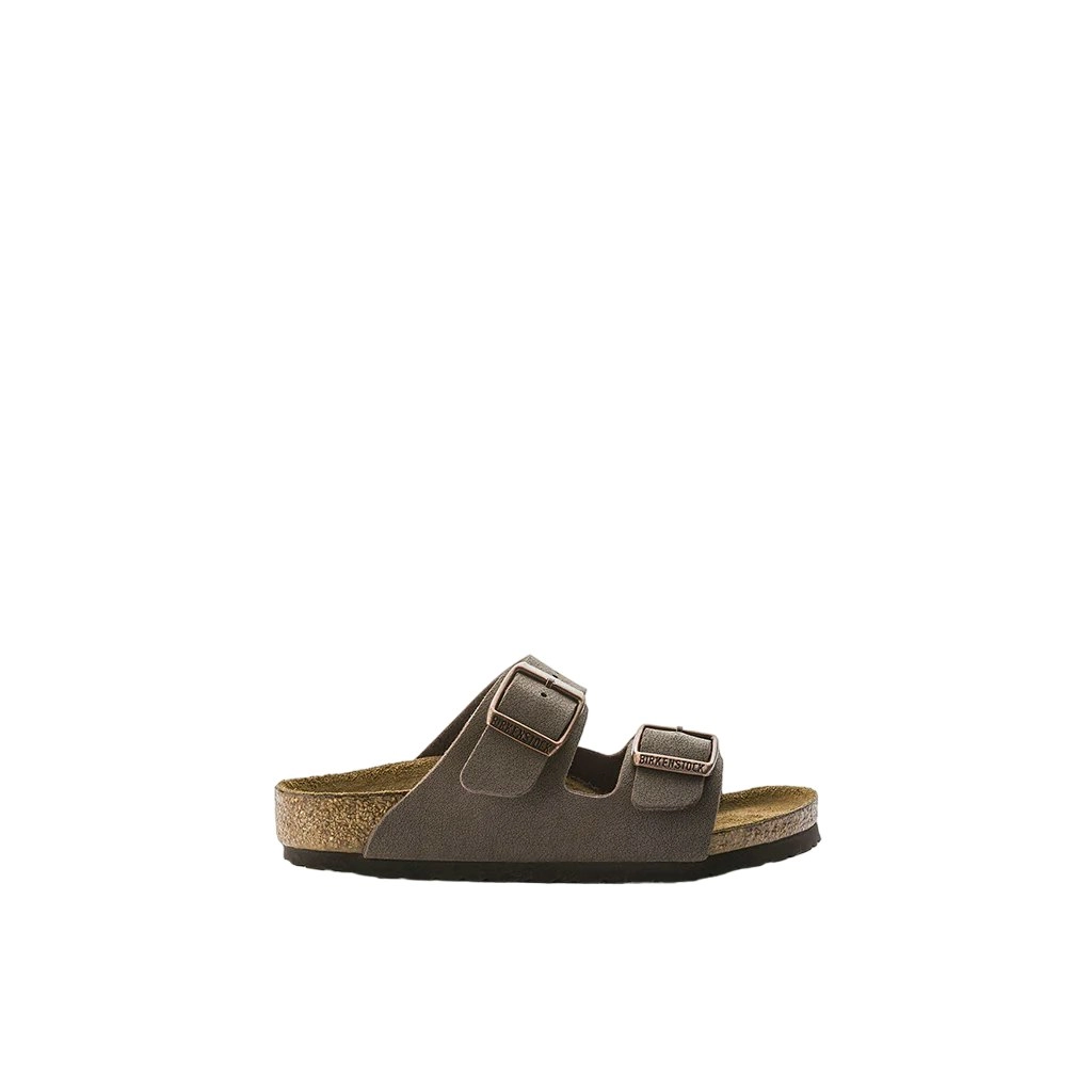 Kids Birkenstock Narrow Arizona Birko-Flor Birkibuc Mocha Slip On Sandals