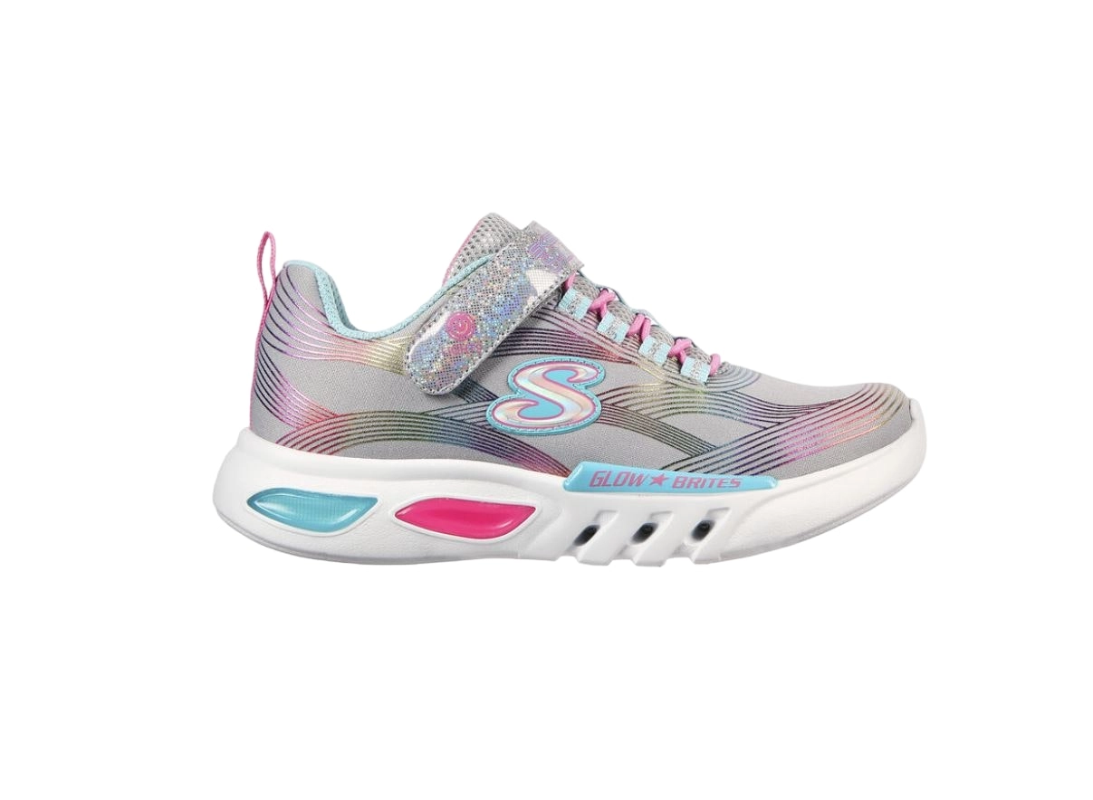 Kids Skechers Glow - Brites Grey/Multi Girls Light Up Trainers