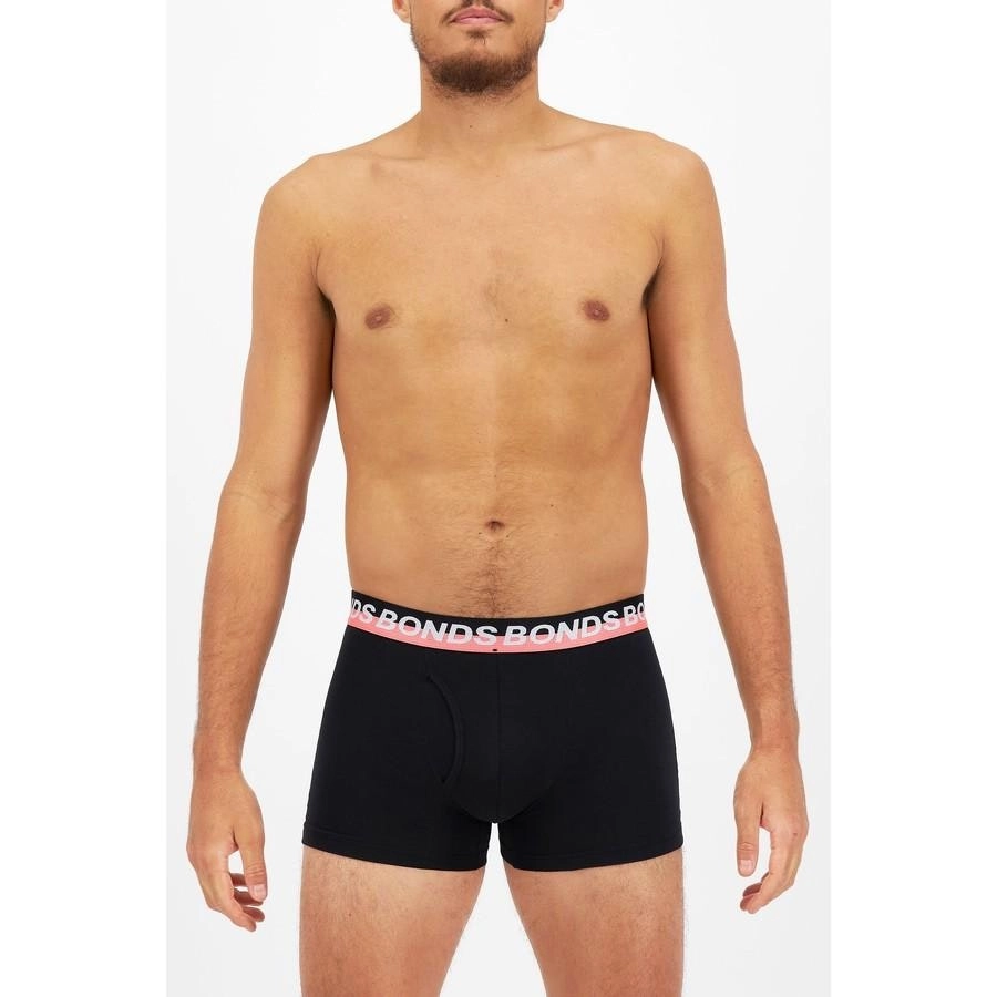 10 x Mens Bonds Stretchables Everyday Trunks Underwear Black With Pink Band