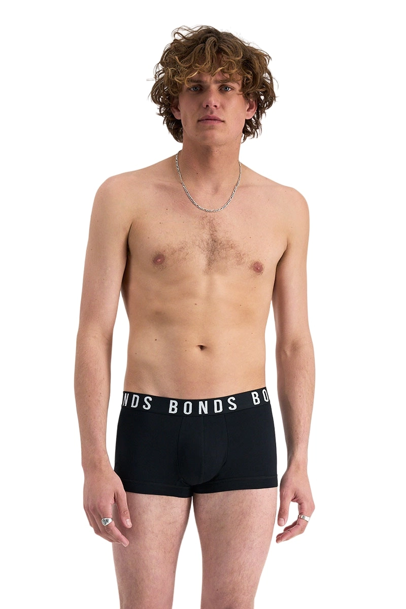 9 x Bonds Mens Icons Low Rise Trunks Underwear Black