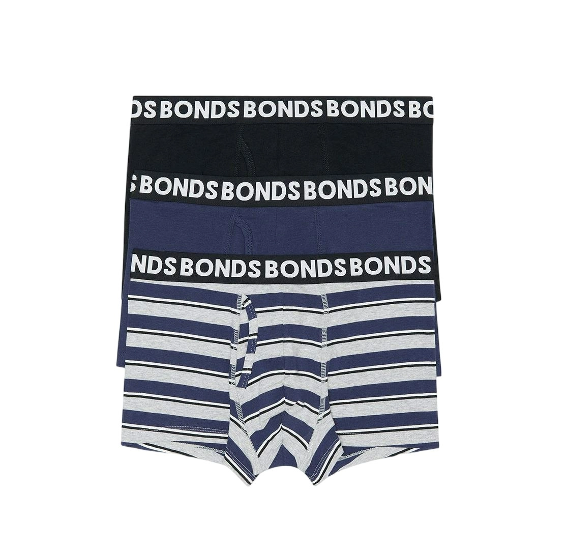 18 X Bonds Mens Everyday Trunk Underwear Black / Navy / Grey Undies