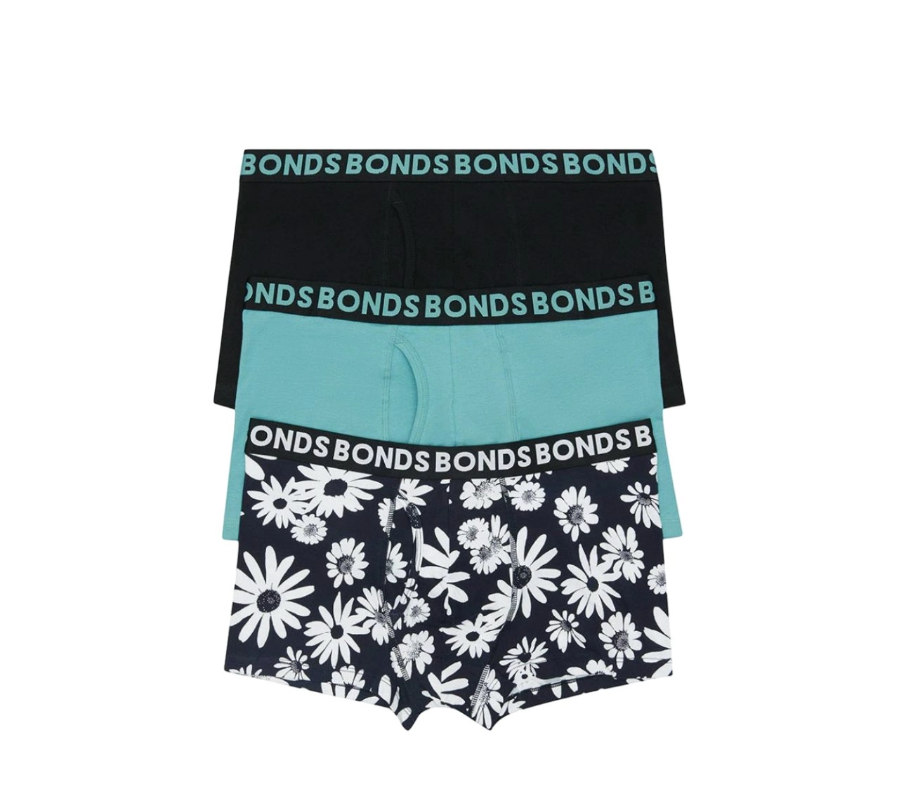 9 x Bonds Mens Everyday Trunk Underwear Flower Multi Black Undies