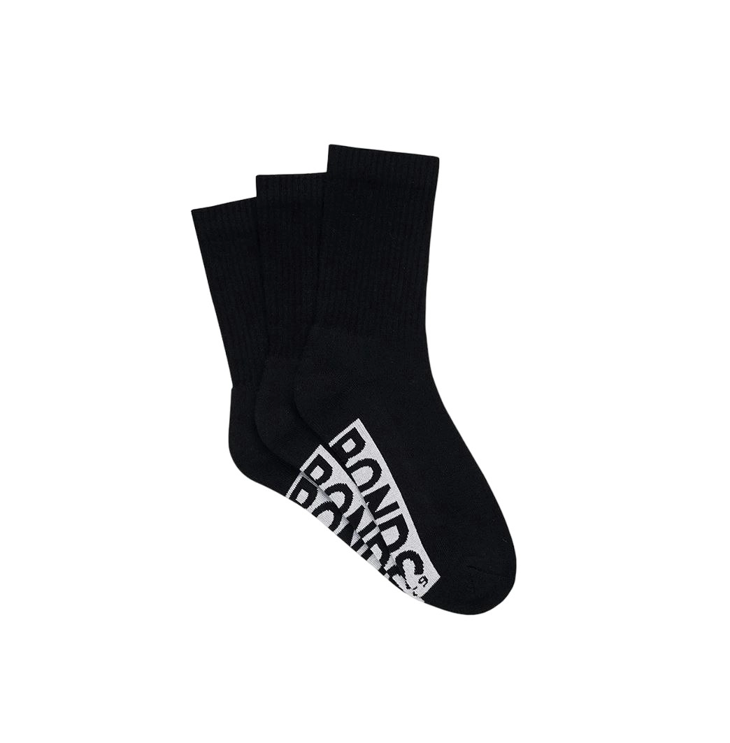 15 X Bonds Mens Logo Comfy Cushioned Crew Black Socks