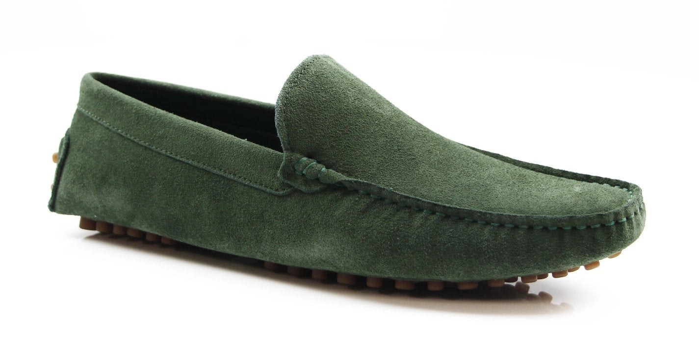 Mens Zasel Summer Slip On Green Suede Boat Shoes