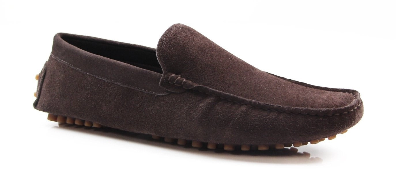 Mens Zasel Summer Slip On Dark Brown Suede Boat Shoes