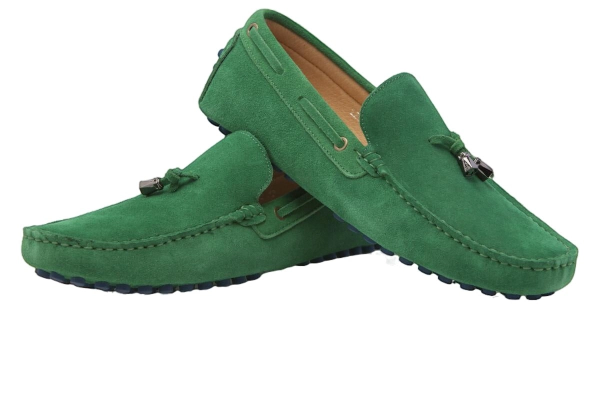 Mens Zasel Hulk Suede Casual Slip On Boat Deck Loafers Casual Green Shoes