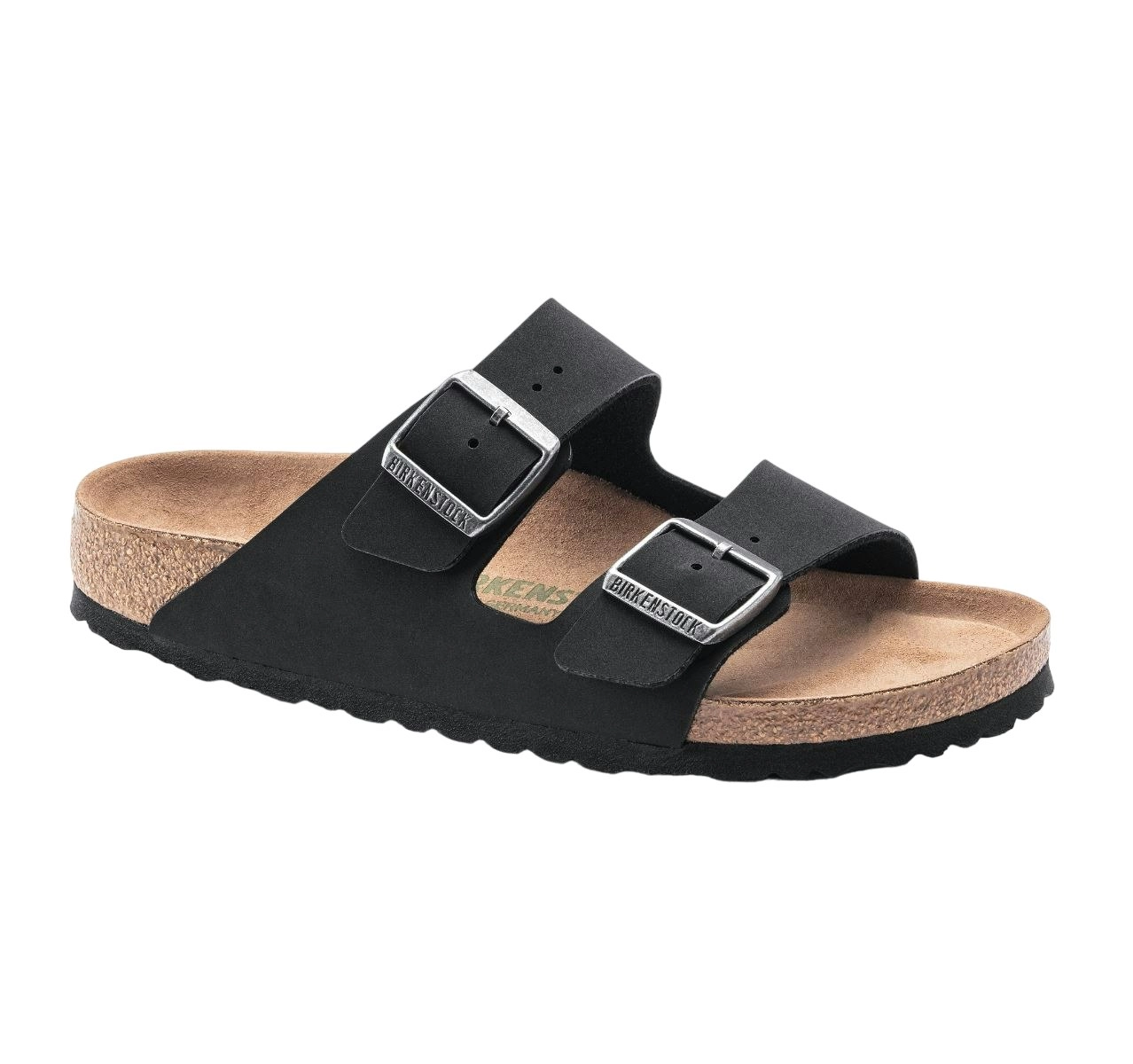 Unisex Brikenstock Arizona Vegan Birkibuc Black Slip On Sandals