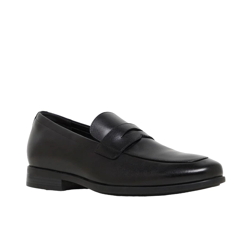 Mens Hush Puppies Norton Black Leather Dress Formal Slip On Shoes