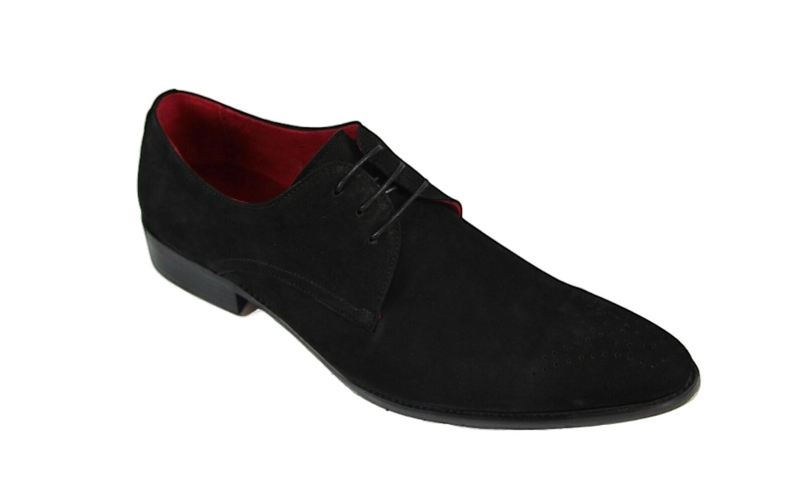 Mens Zasel Christos Suede Black Formal Casual Dress Work Mens Lace Shoes