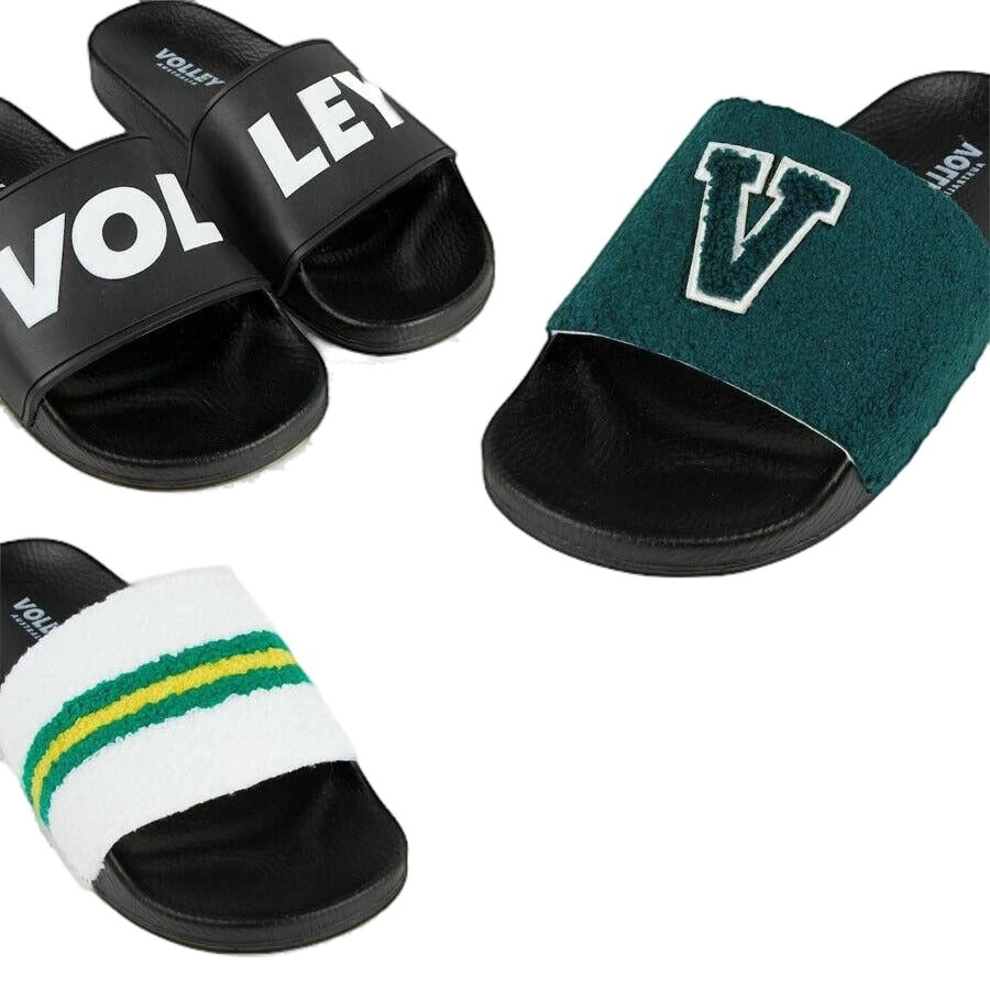 Volley Pool Slides Mens Volleys Black White Green Gold Shoes Sandals Thongs