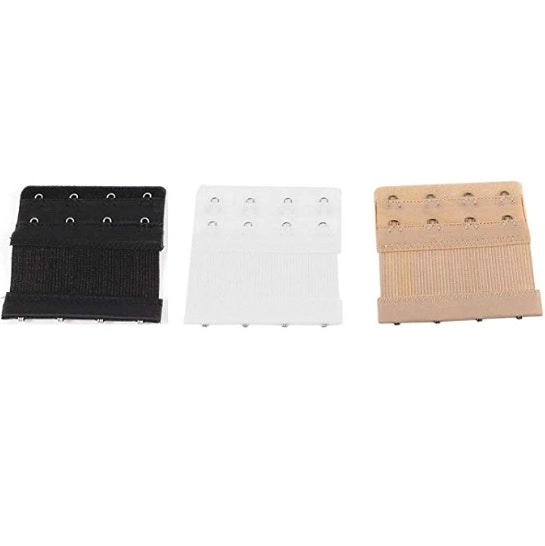 Bra Extender Extension 4 Hook Pack Of 3 Clip On Strap Elastic Black White Nude