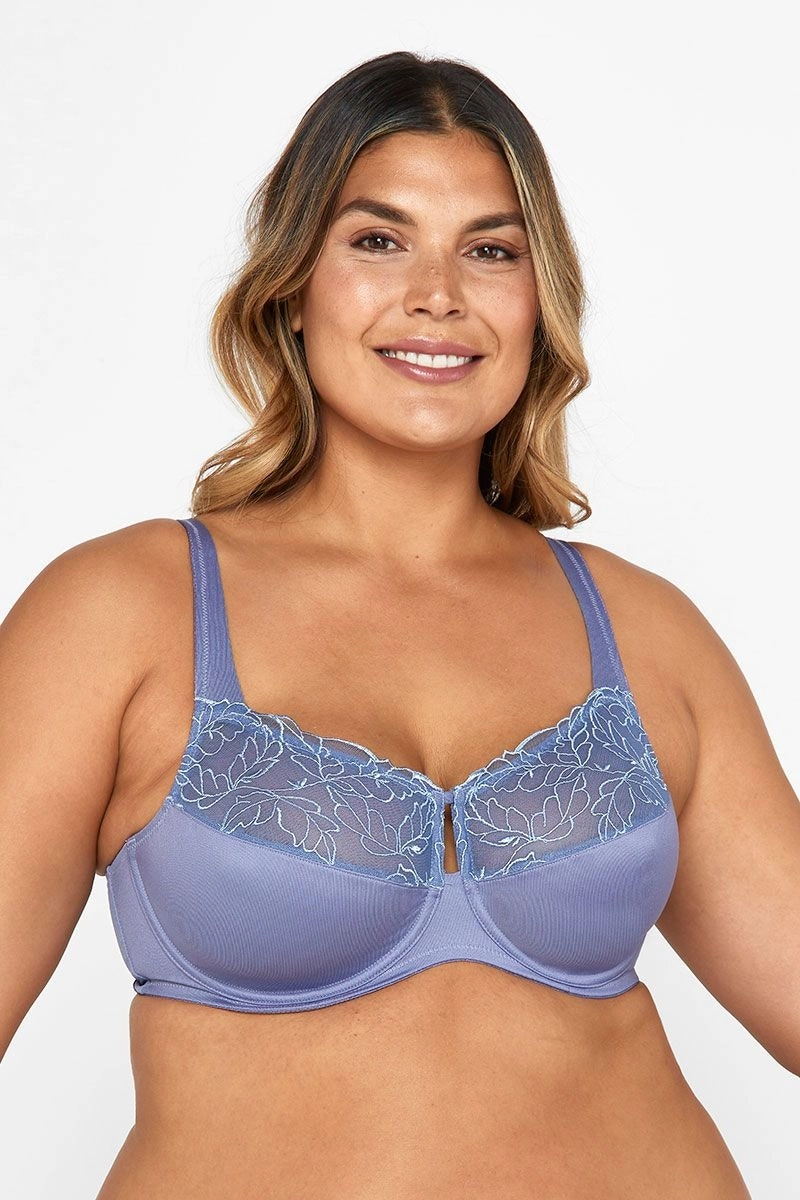 2 x Berlei Luminous Embroidered Minimiser Bra Violet Yxrl