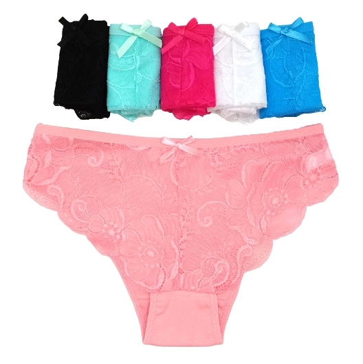 12 X Womens Cotton Lace Boyfront Bikini Briefs - Undies Coloured Underwear Jocks