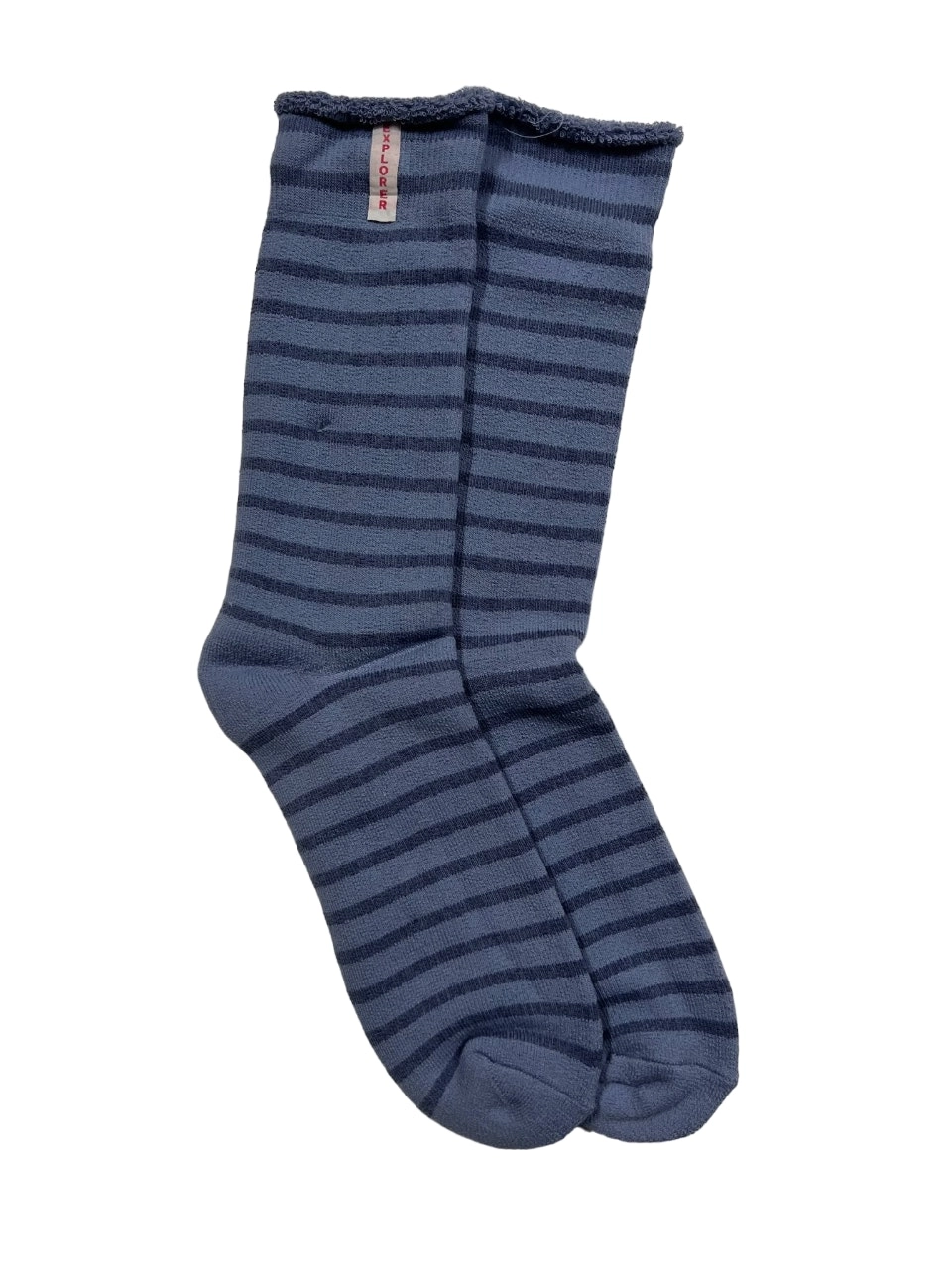 5 x Womens Explorer Lightweight Cotton Crew Ladies Socks Blue Stripes