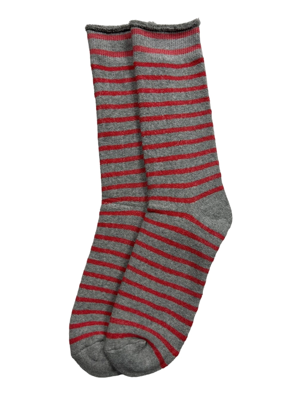 Bonds Womens Explorer Lightweight Cotton Crew Ladies Socks Grey/Pink Stripes