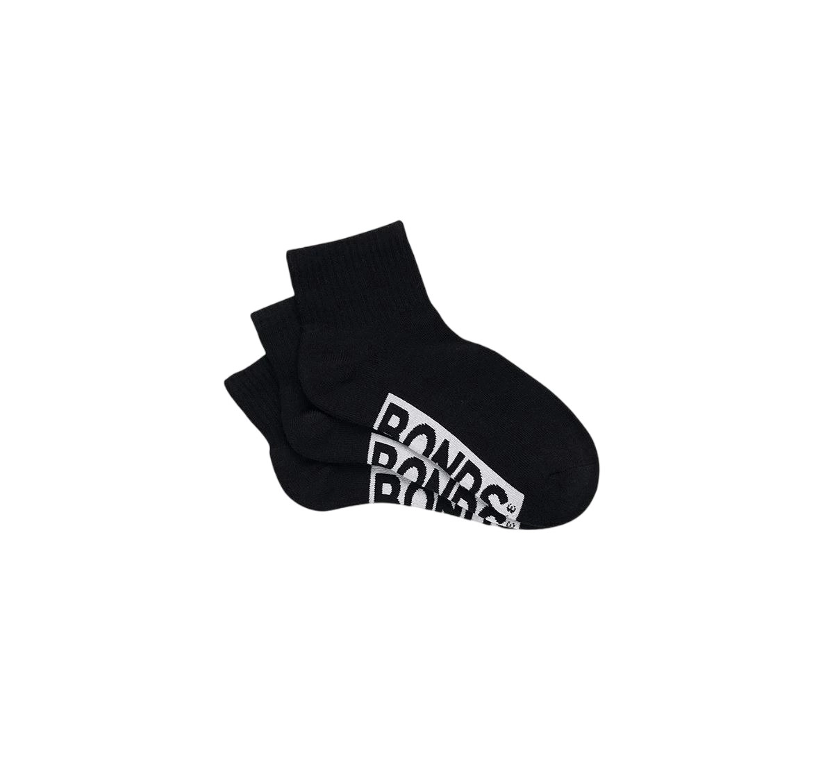 3 x Bonds Womens Cushioned Logo Quarter Crew Socks Black