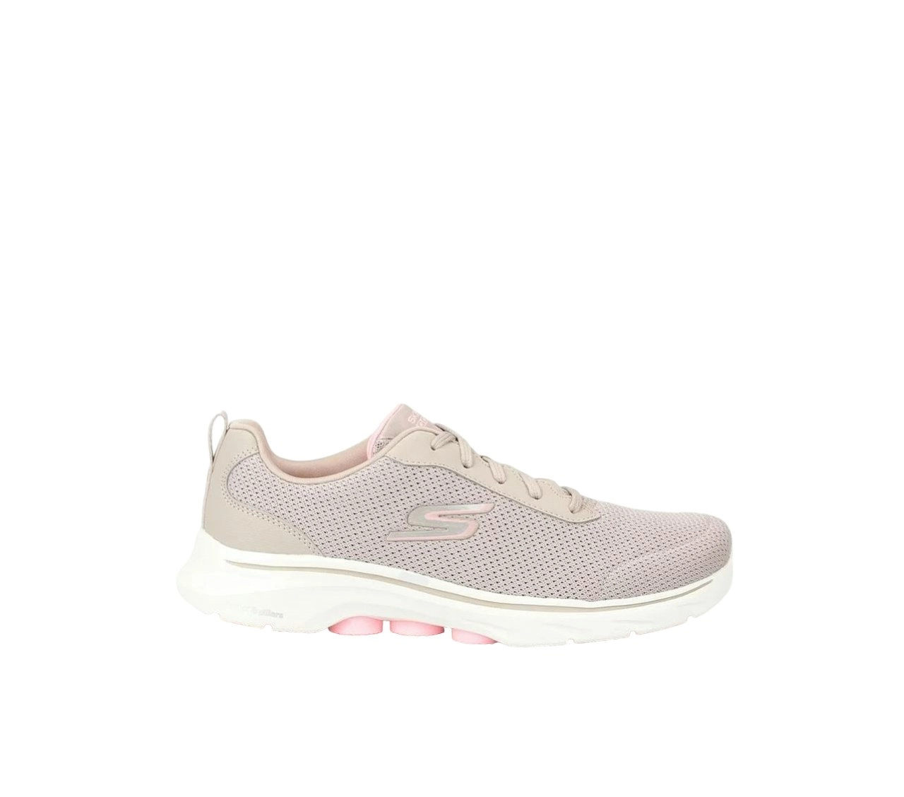 Womens Skechers Go Walk 7 - Clear Path Taupe/ Pink Walking Shoes