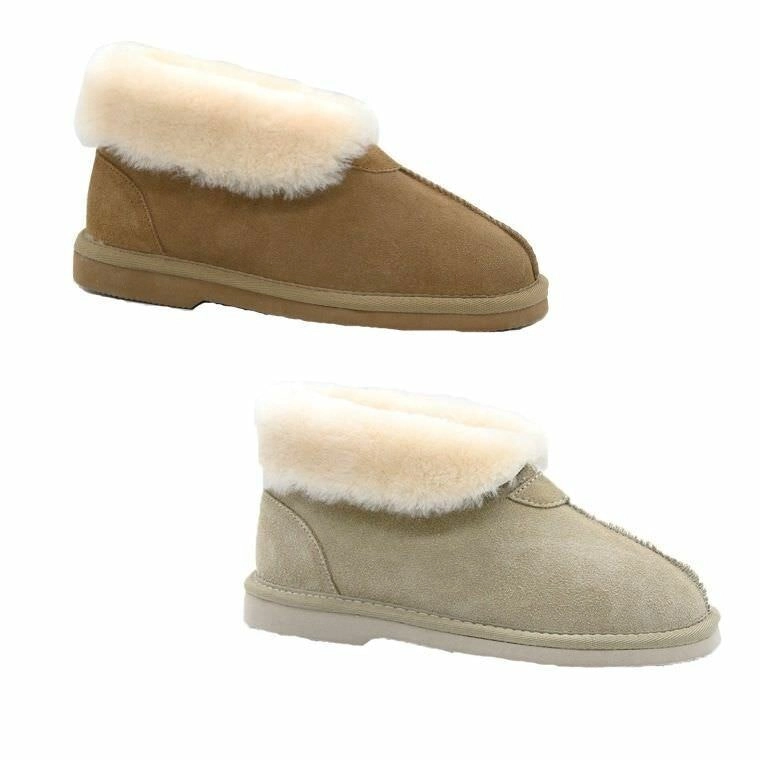 Womens Ugg Short Boots Suede Sheepskin Grosby Princess Chestnut Beige Slippers