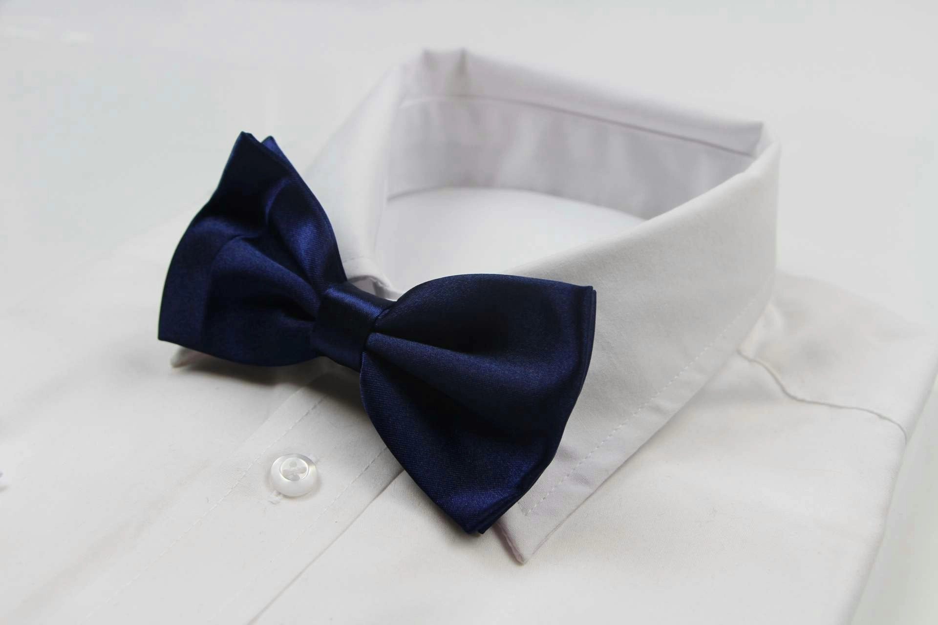 Mens Midnight Blue Solid Plain Colour Bow Tie