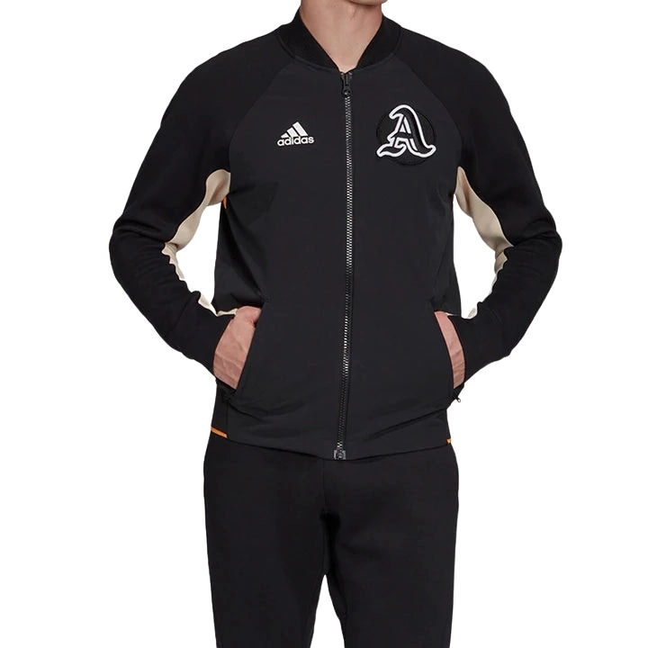 Adidas Mens Black/Black/Real Gold Vrct Varsity Collegiate Zipup Jacket