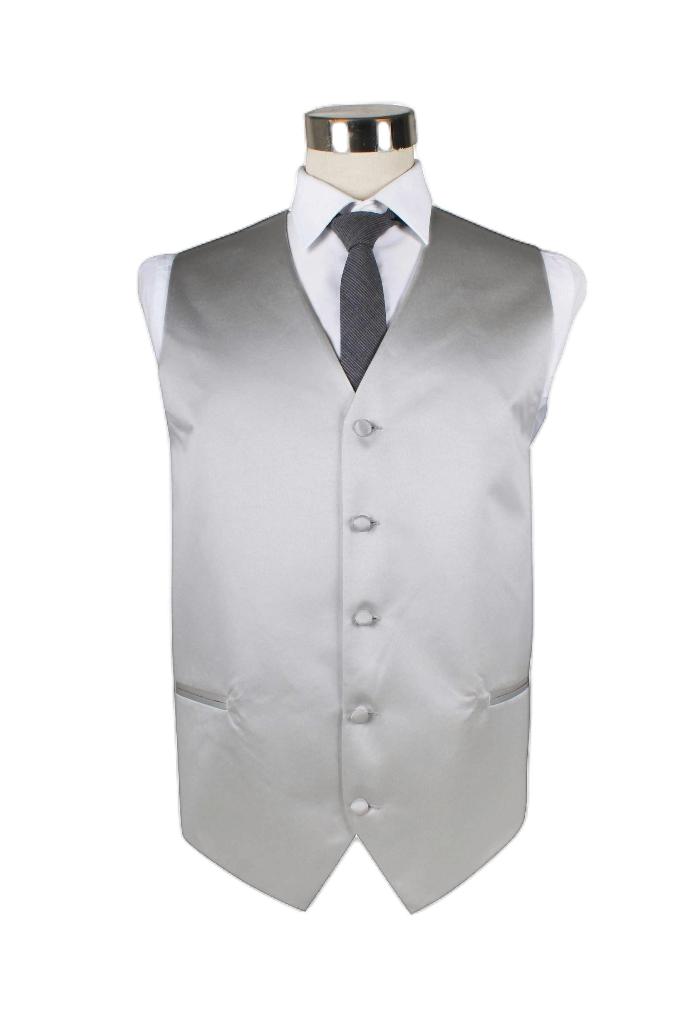 Mens Silver Plain Vest Waistcoat