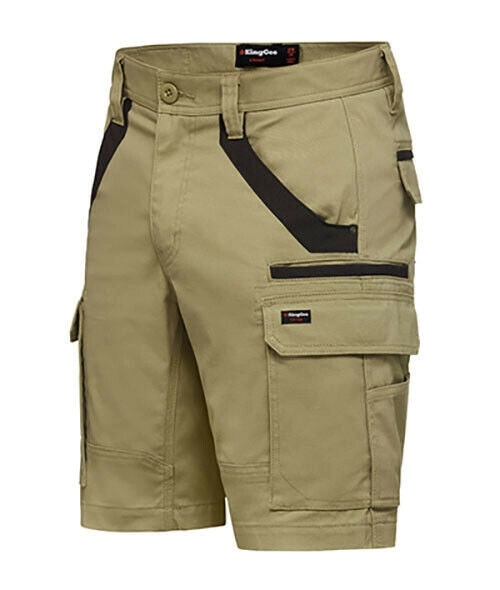 Mens Kinggee Tradie Utility Short Khaki Work Wear Trade Pockets