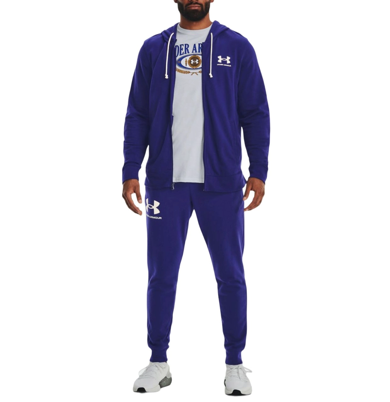 Mens Under Armour Rival Terry Joggers Sonar Blue Athletic Trackies