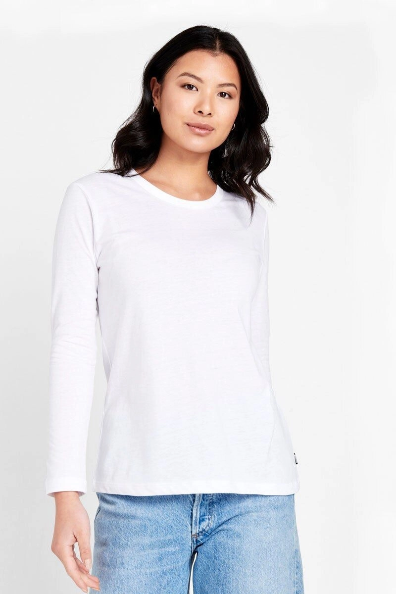 4 x Bonds Womens Long Sleeve Crew Tee Cotton T-Shirt White