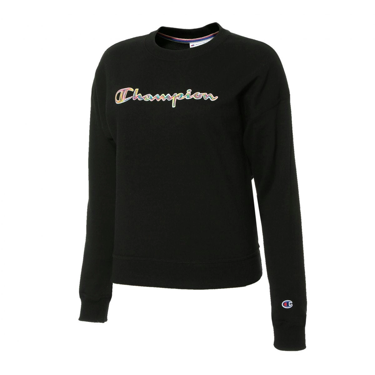 Womens Champion Powerbend Black Relaxed Crew Neck Jumper