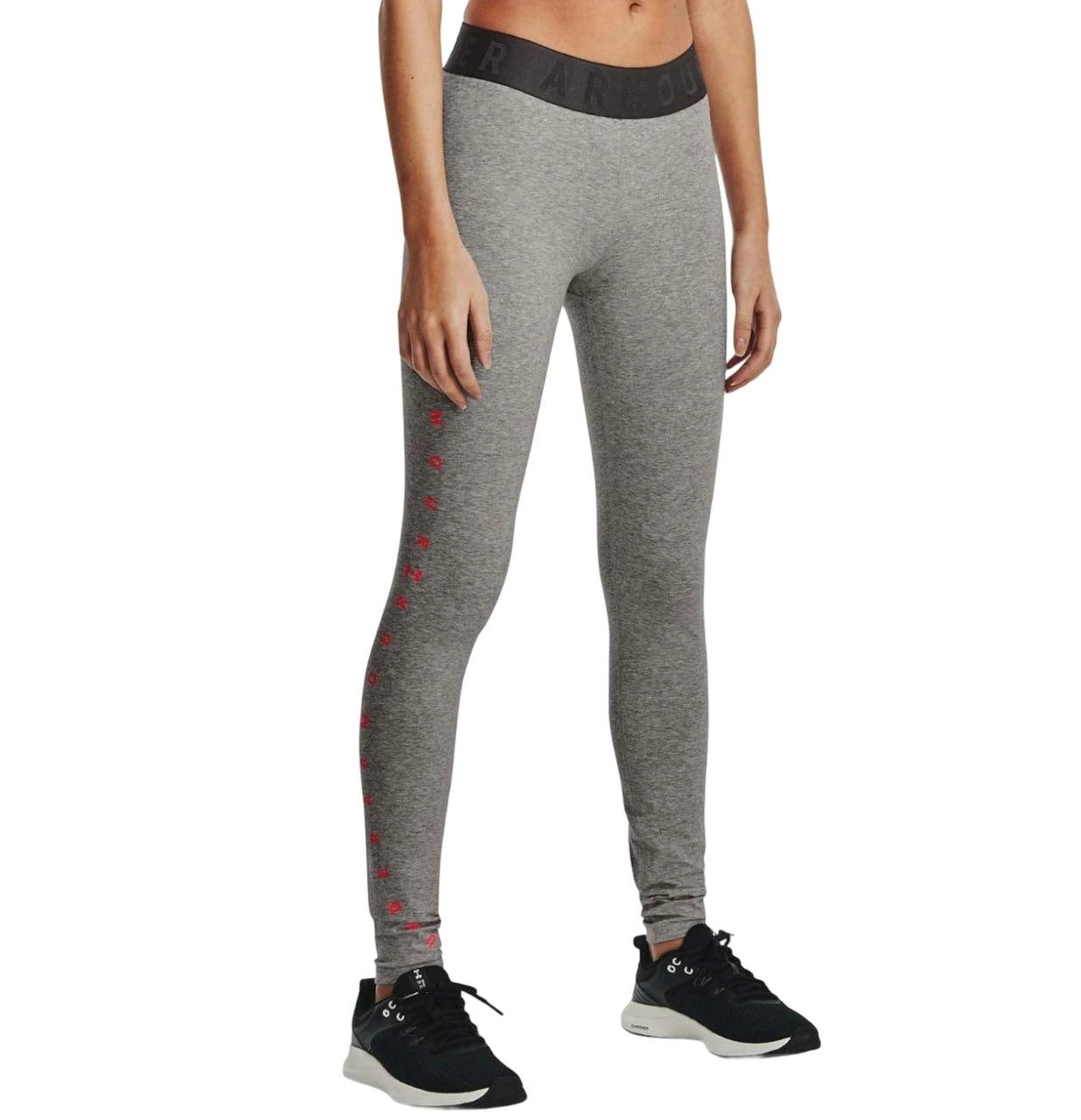 Womens Under Armour Favorite Graphic Leggings Workout Fitness Charcoal/Light Heather/Black