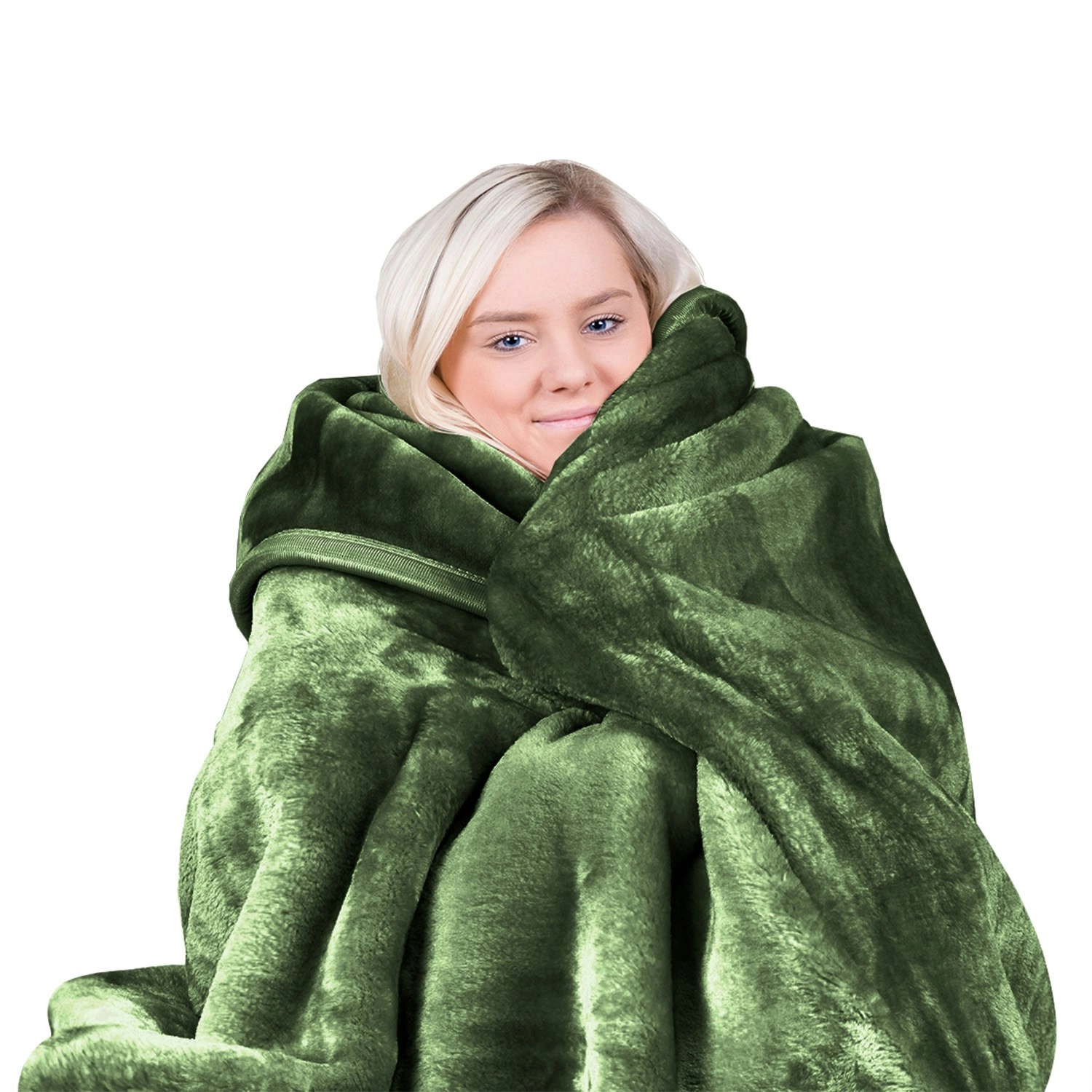 Laura Hill 800GSM Heavy Double-Sided Queen Faux Mink Blanket - Green