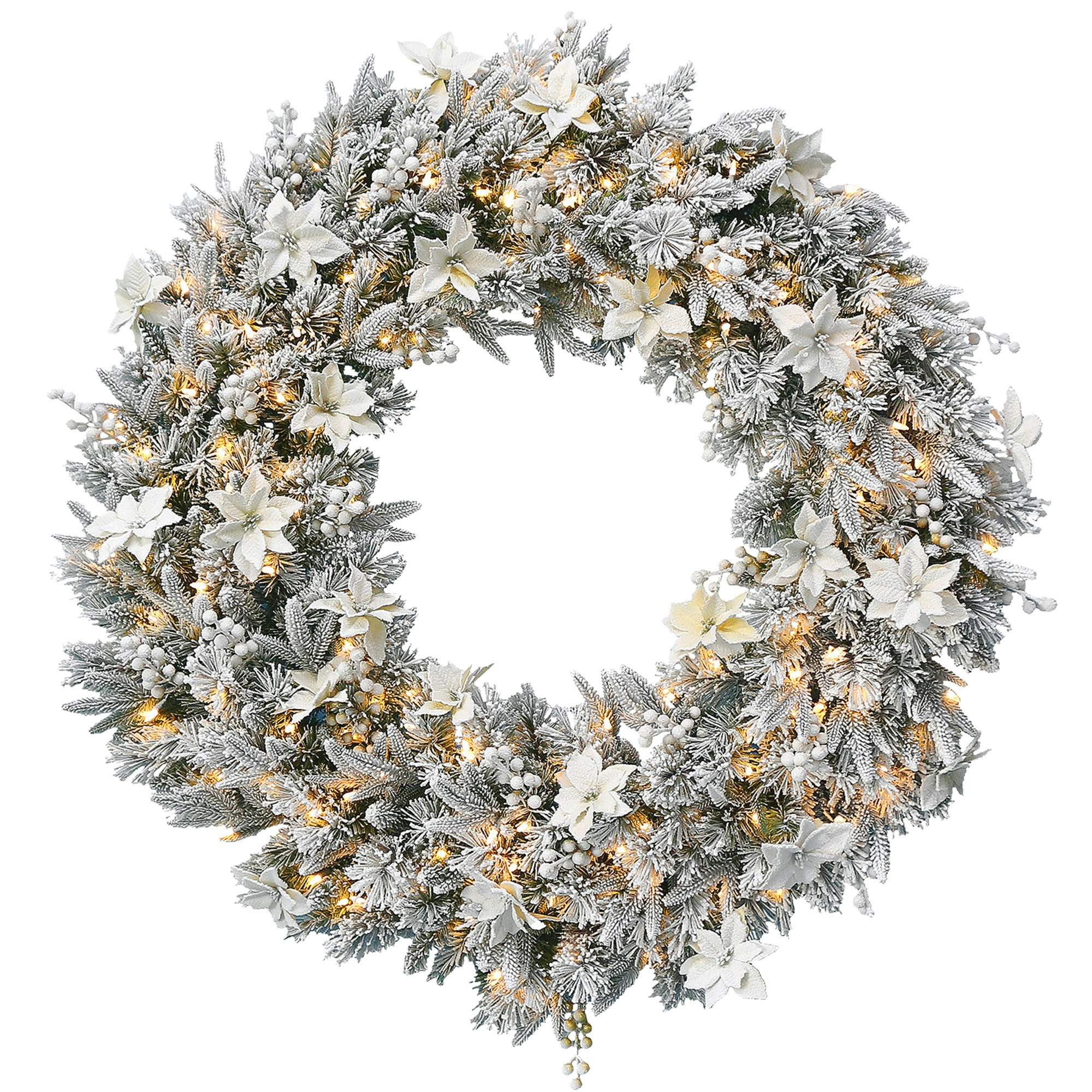 National Tree Company Frosted Colonial Pre-Lit Christmas Wreath - 122cm