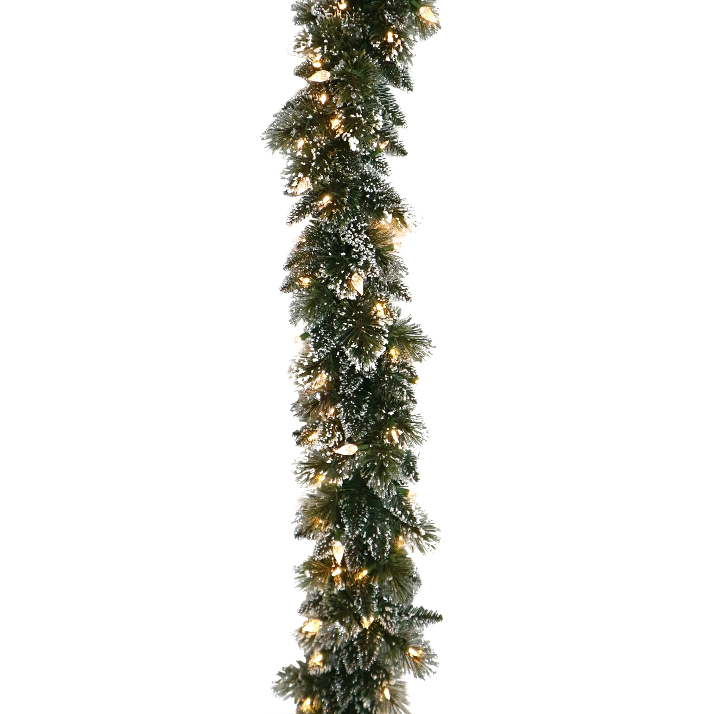 Christmas Garland with Lights - Electric 274cm Glittery Bristle