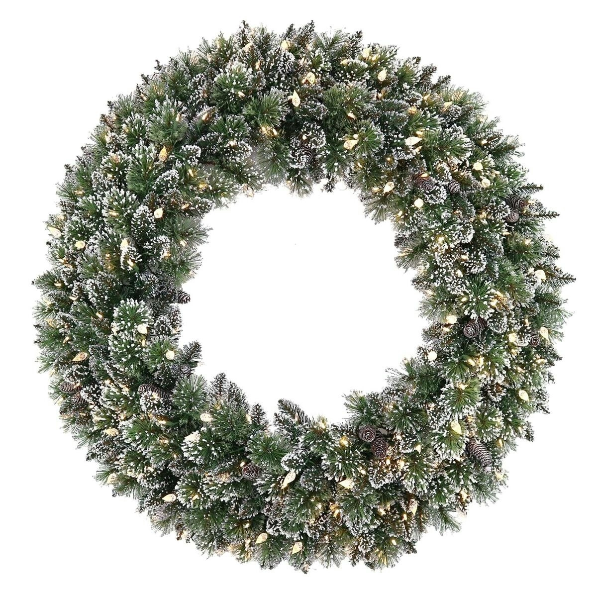 Christmas Display Wreath with Lights - 122cm Glittery Bristle