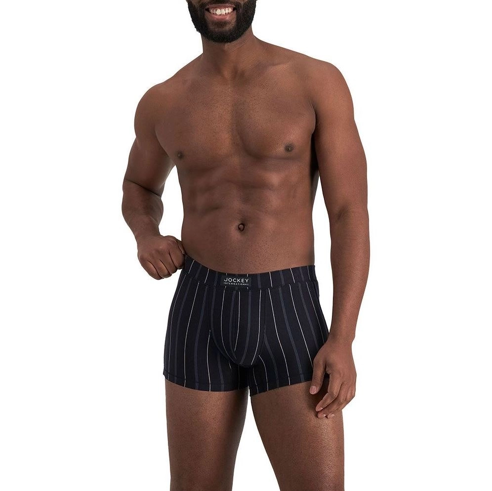 4 x Jockey Mens London Trunks Underwear Striped Black Jocks